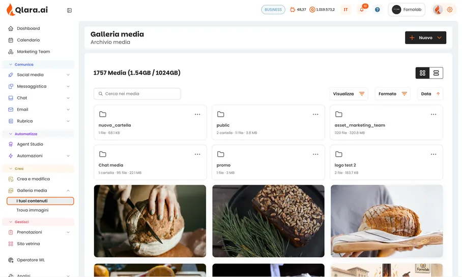The Qlara media library: folders and photos of your business in one archive