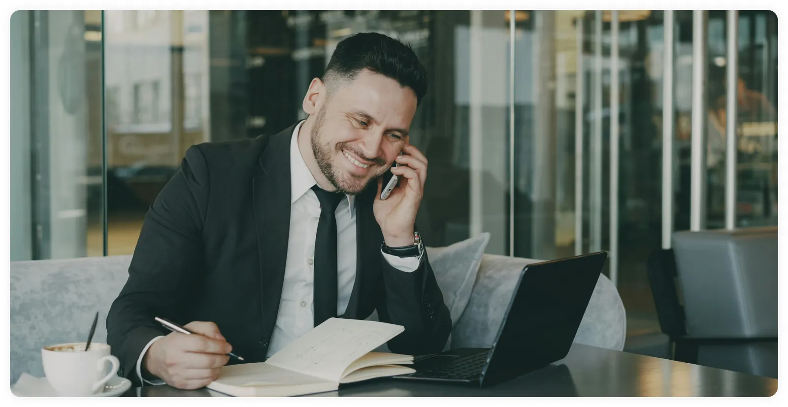 A professional at work while Qlara organises appointments and messages